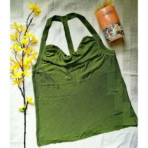 BEBE Tback green drape tank top Size L NWT